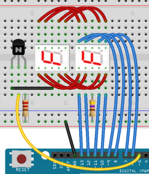 Le fil jaune permet de contrôler le transistor avec la pin 5 (source)